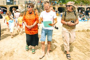 Our counsellors Cathy and Kim judging entries with trustee Shane